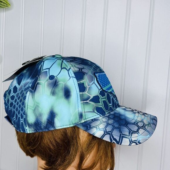 Kryptek American Flag USA Patch Hat OS Adjustable Blue White Green Kaleidoscope - Picture 2 of 11